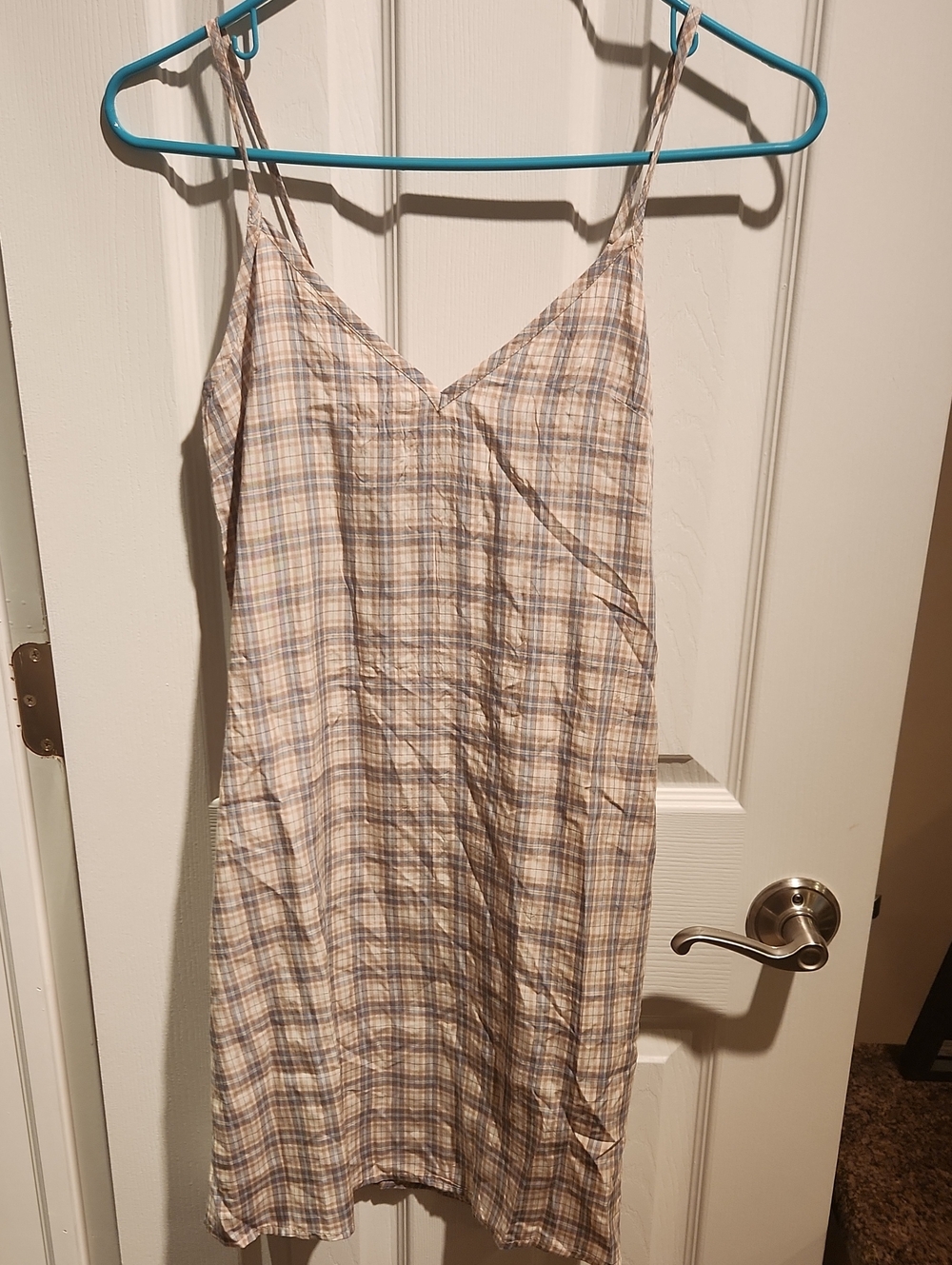 Billabong Beige and Light Blue Plaid Mini Dress